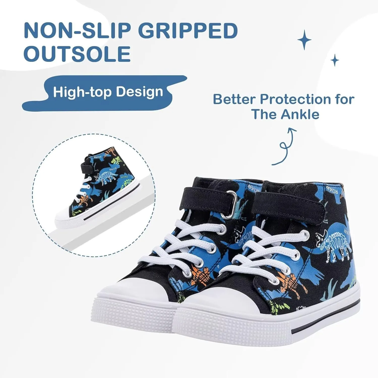 EUXTERPA Kids High Top Shoes Toddler Canvas Sneakers Boys Girls Casual Walking Sports Shoe