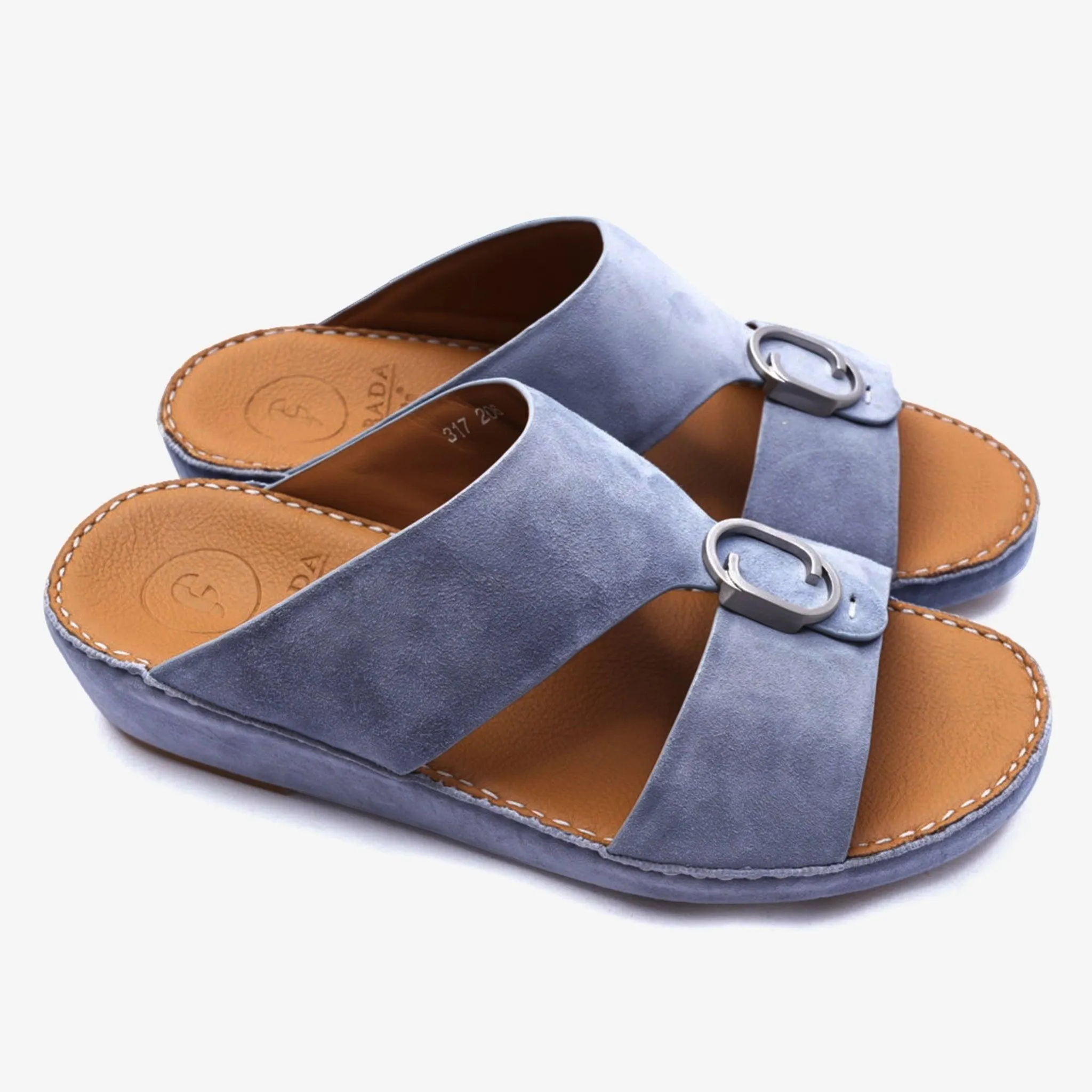 FARADA MENS DAVINCI SUEDE ARABIC SANDALS - SKY BLUE