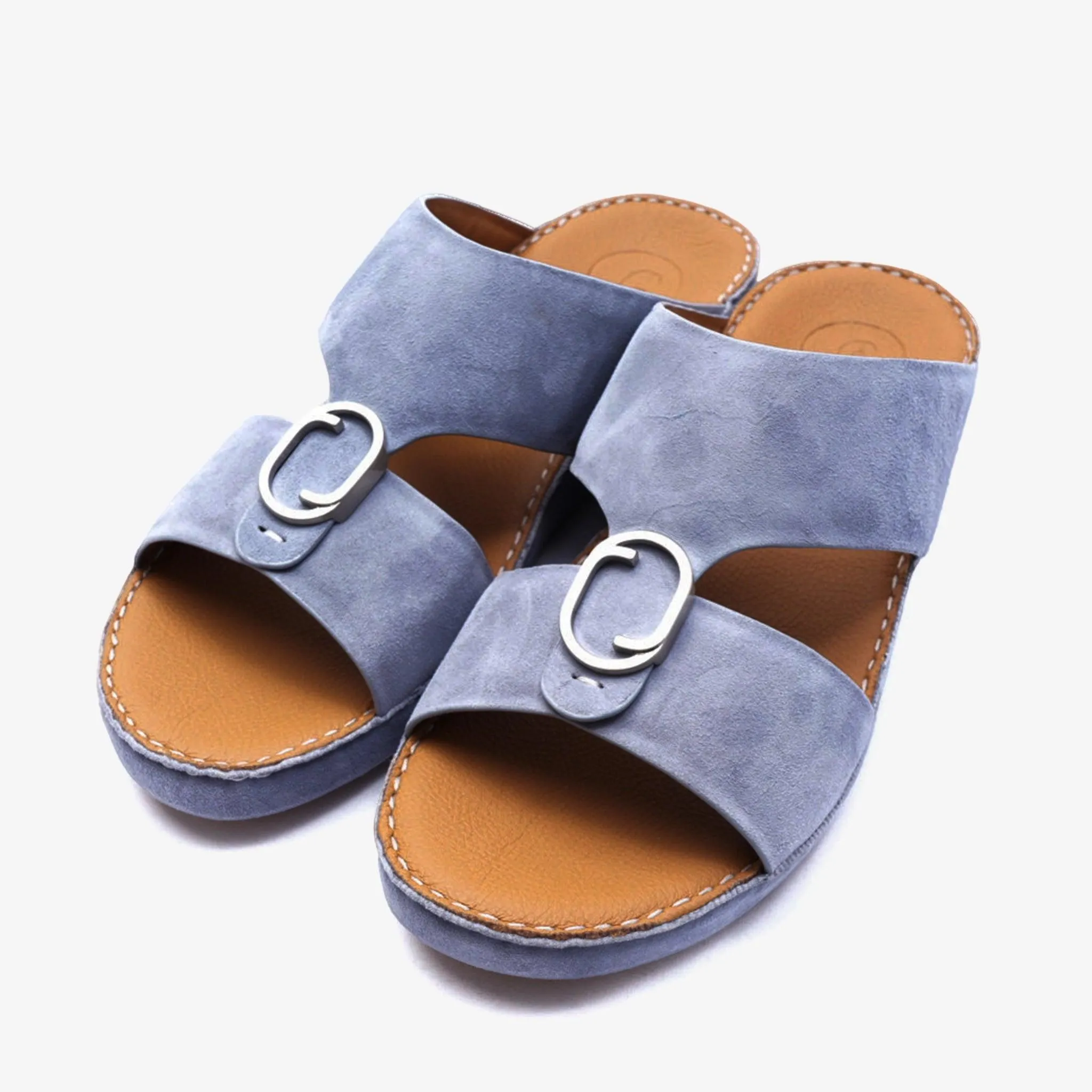 FARADA MENS DAVINCI SUEDE ARABIC SANDALS - SKY BLUE