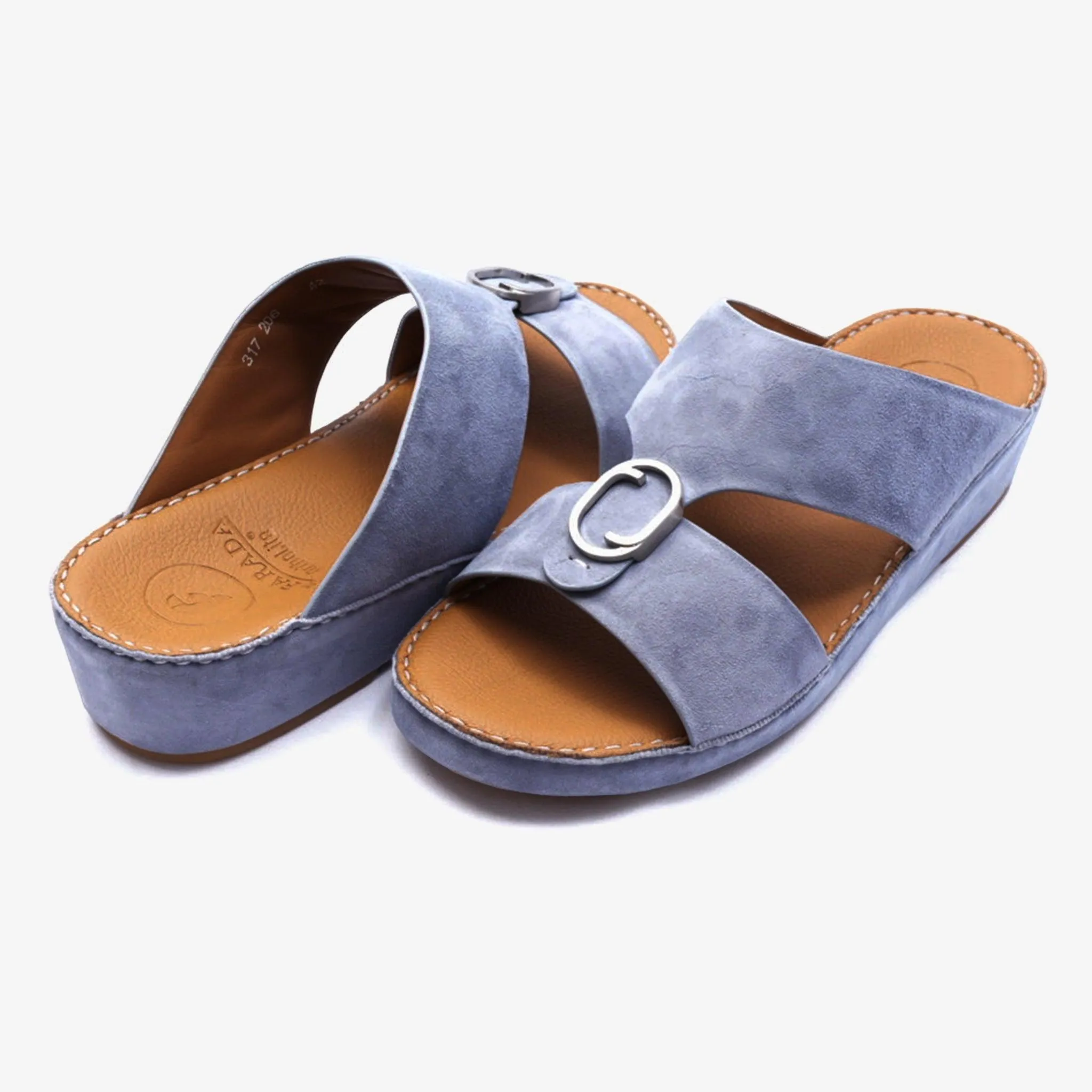 FARADA MENS DAVINCI SUEDE ARABIC SANDALS - SKY BLUE