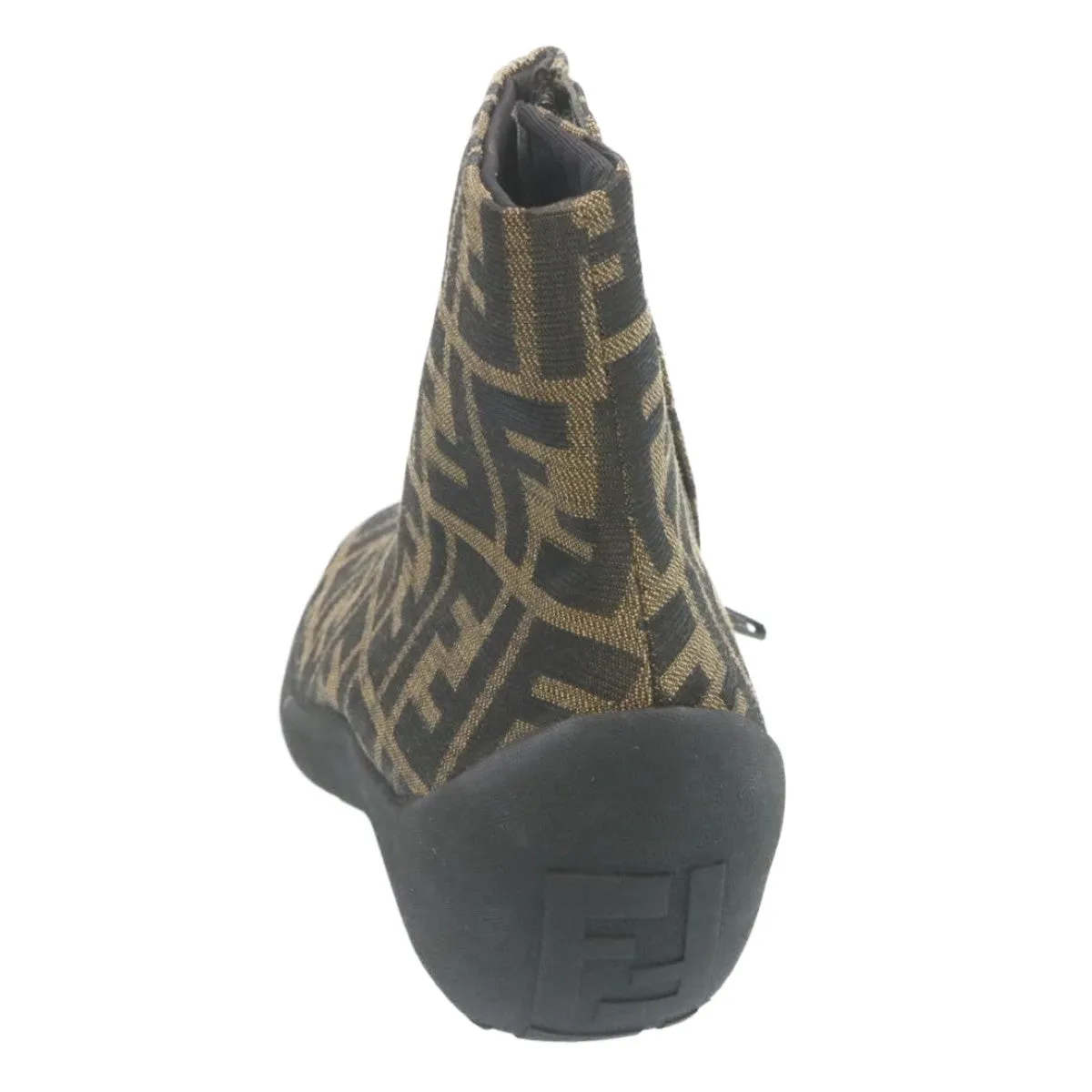FENDI Short boots Zucca Canvas Black Brown fm1115