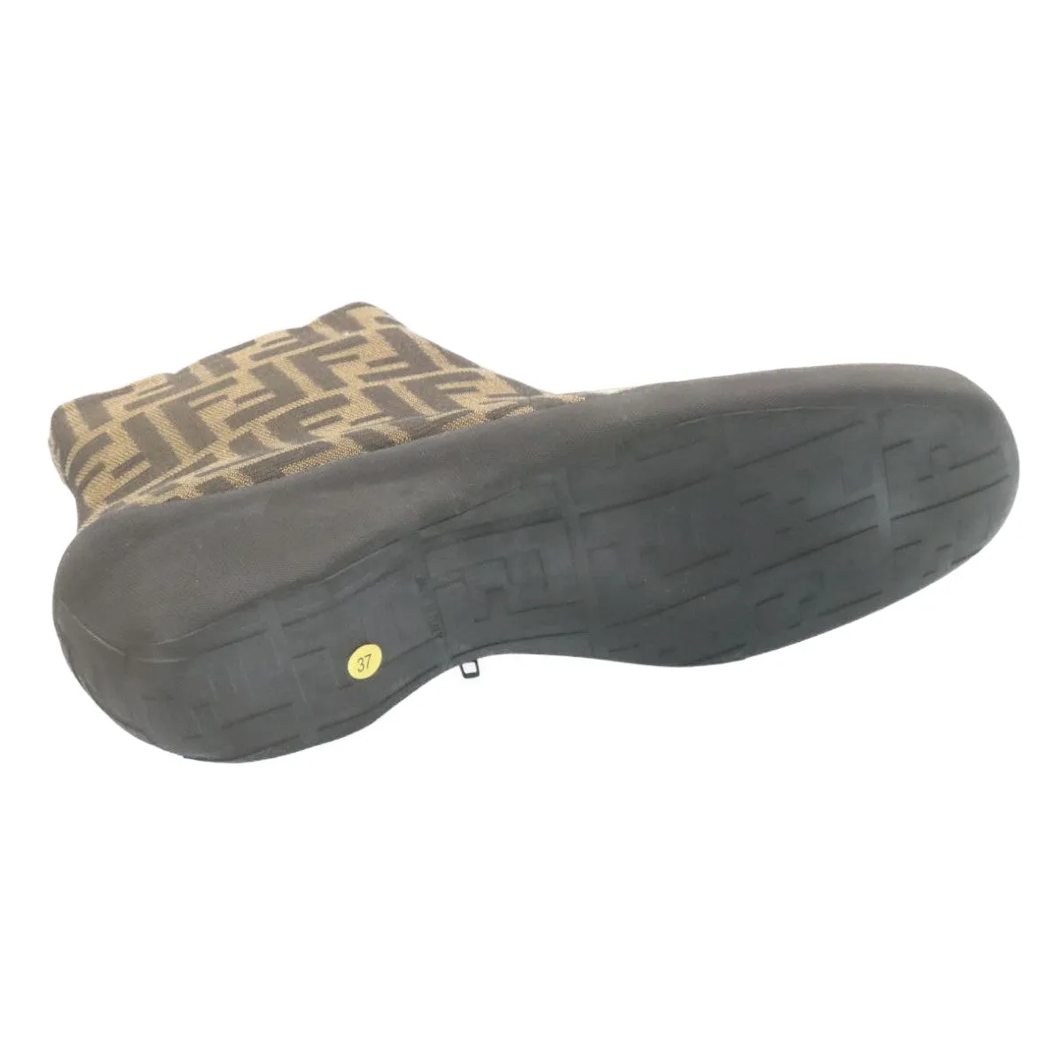 FENDI Short boots Zucca Canvas Black Brown fm1115