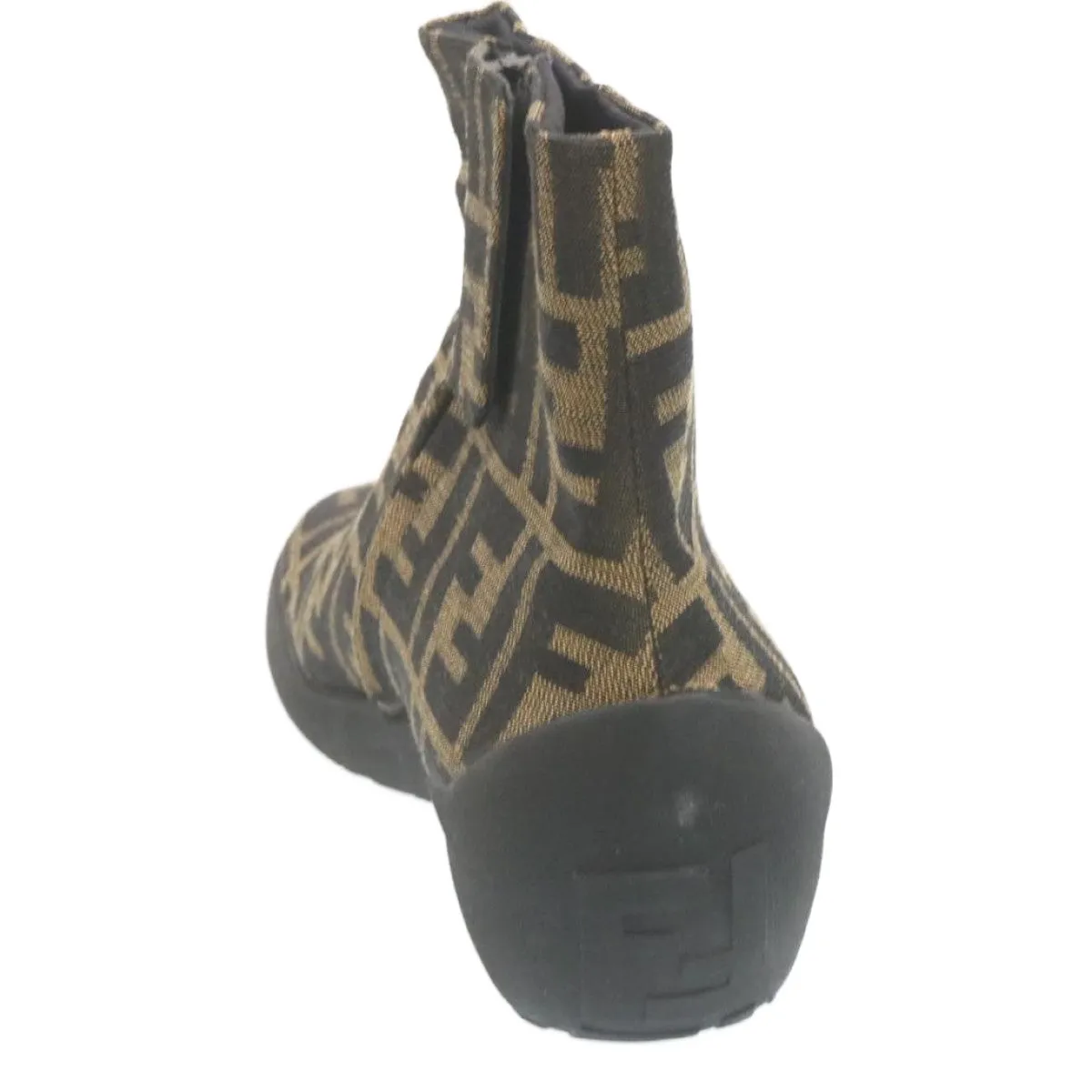 FENDI Short boots Zucca Canvas Black Brown fm1115