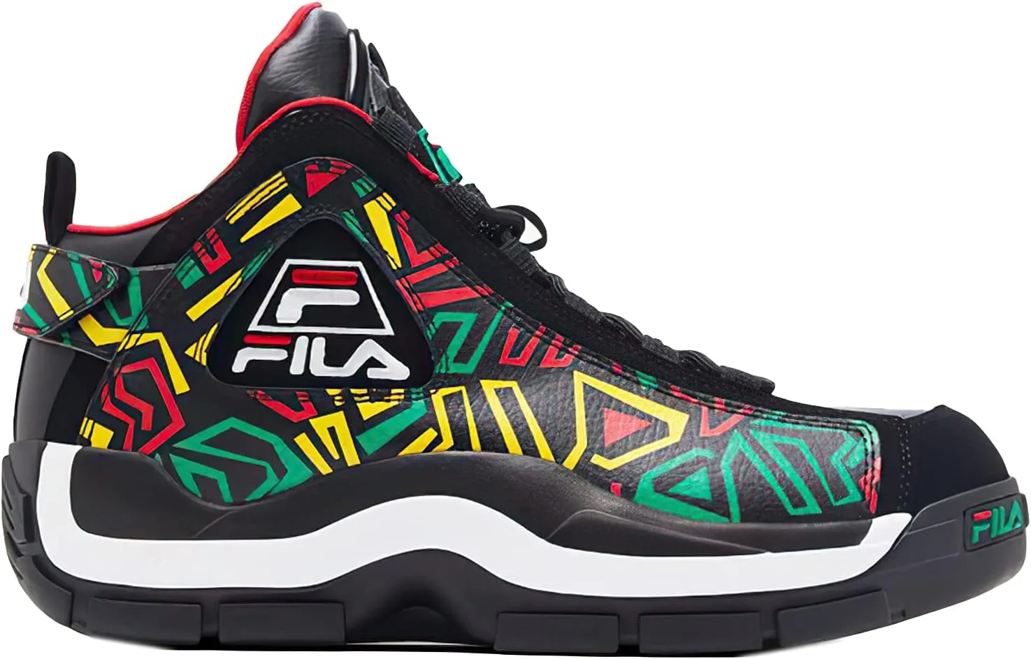 Fila Men's Grant Hill 2 Sneaker (Black/Jelly Bean/Lemon, Numeric_12)