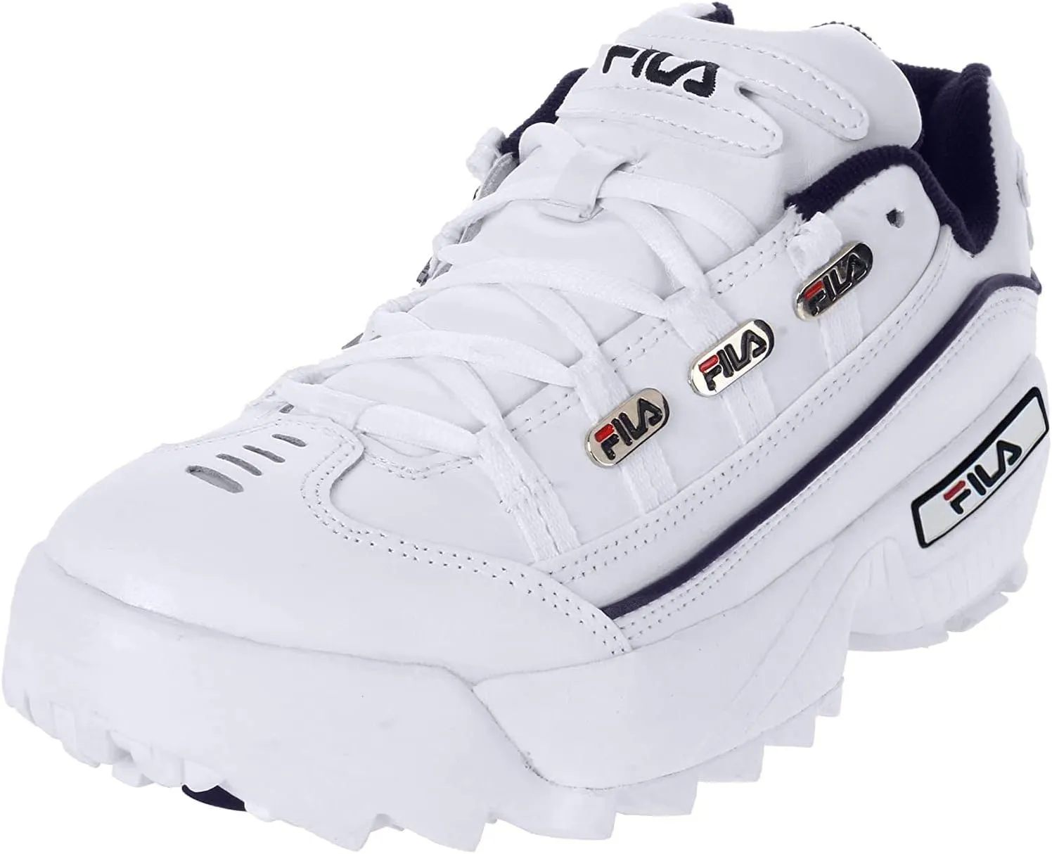 Fila Mens Hometown Sneaker,White/Navy/Red,8