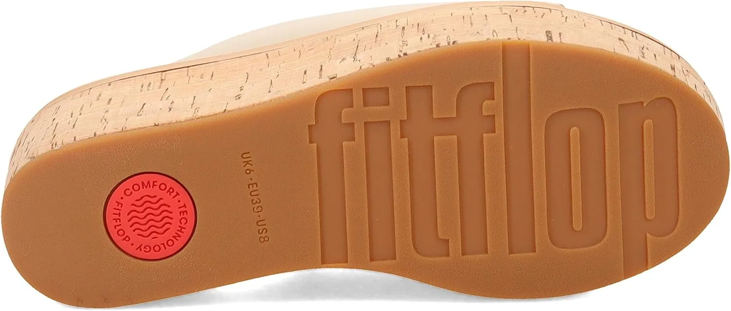 FitFlop Womens Eloise Cork-wrap Leather Wedge Slides
