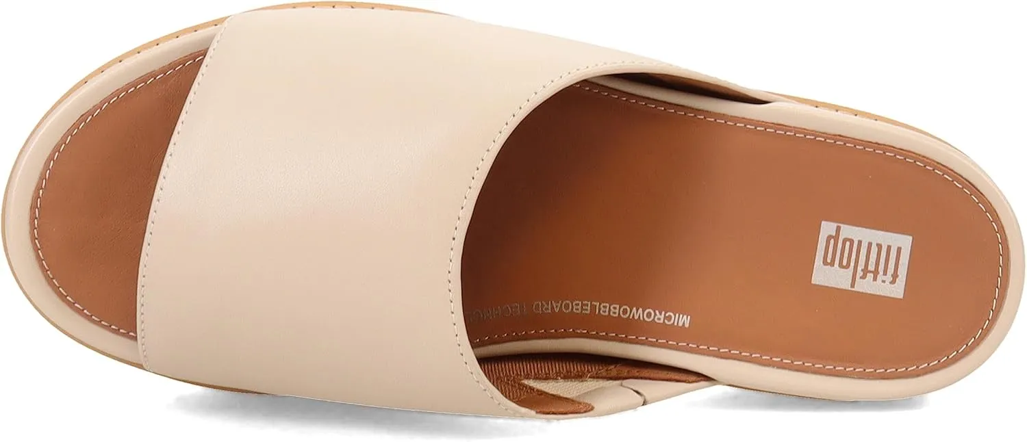 FitFlop Womens Eloise Cork-wrap Leather Wedge Slides