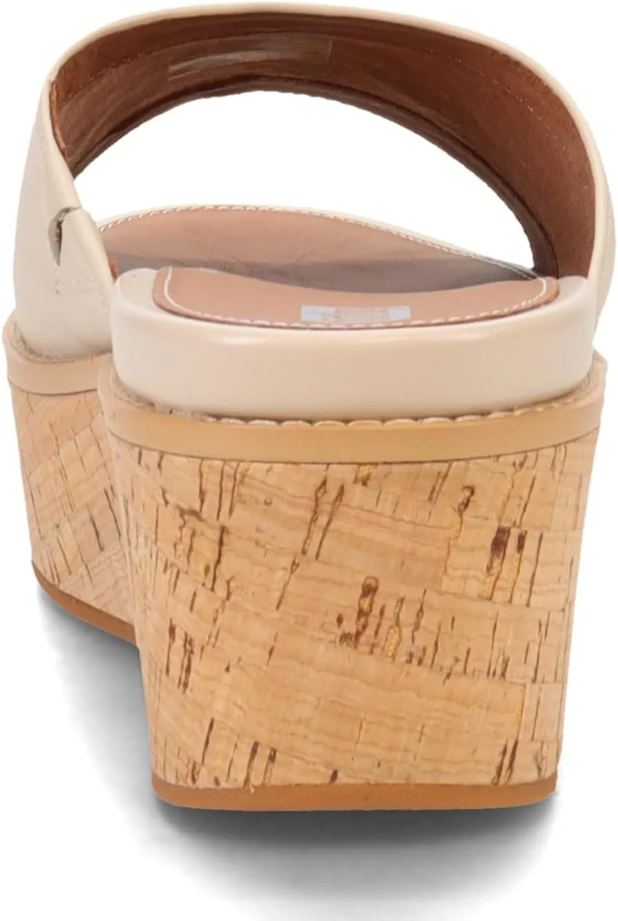 FitFlop Womens Eloise Cork-wrap Leather Wedge Slides