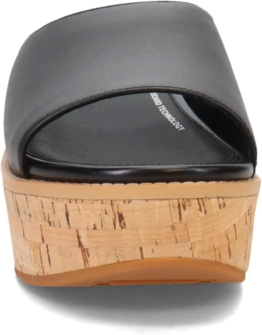 FitFlop Womens Eloise Cork-wrap Leather Wedge Slides