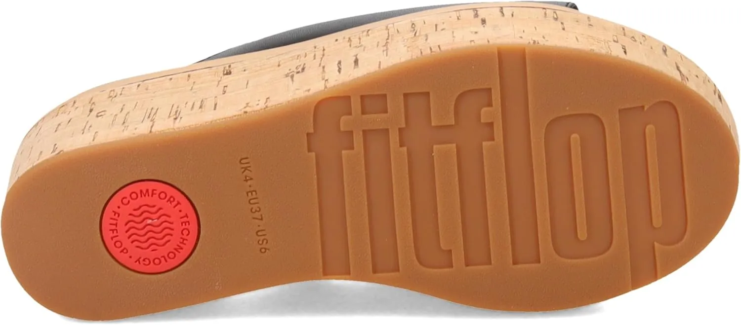 FitFlop Womens Eloise Cork-wrap Leather Wedge Slides