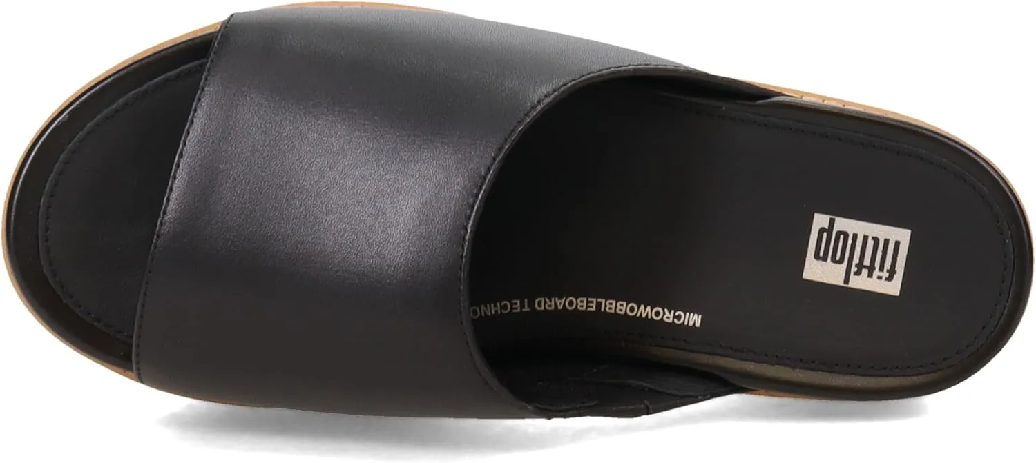 FitFlop Womens Eloise Cork-wrap Leather Wedge Slides