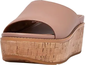 FitFlop Womens Eloise Cork-wrap Leather Wedge Slides