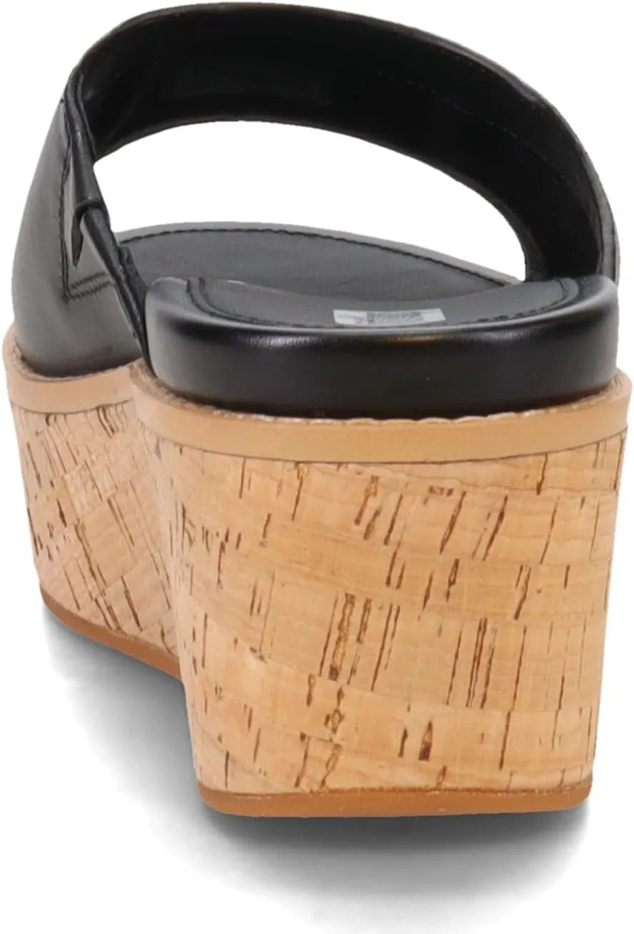 FitFlop Womens Eloise Cork-wrap Leather Wedge Slides
