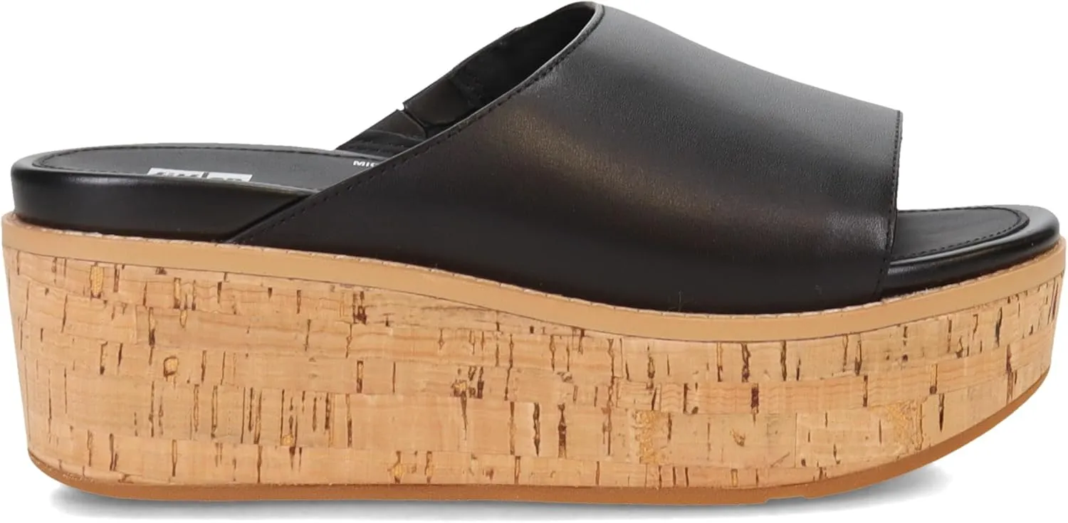 FitFlop Womens Eloise Cork-wrap Leather Wedge Slides