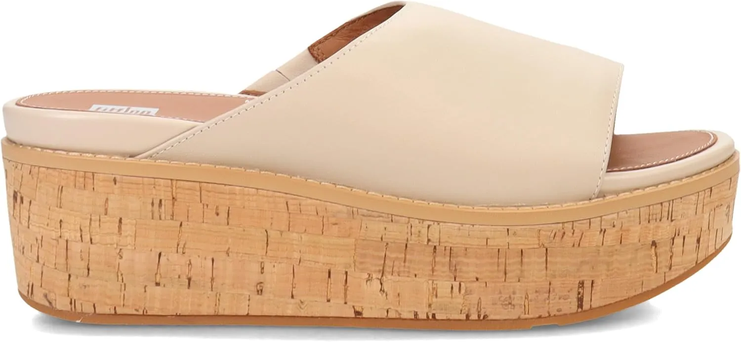 FitFlop Womens Eloise Cork-wrap Leather Wedge Slides