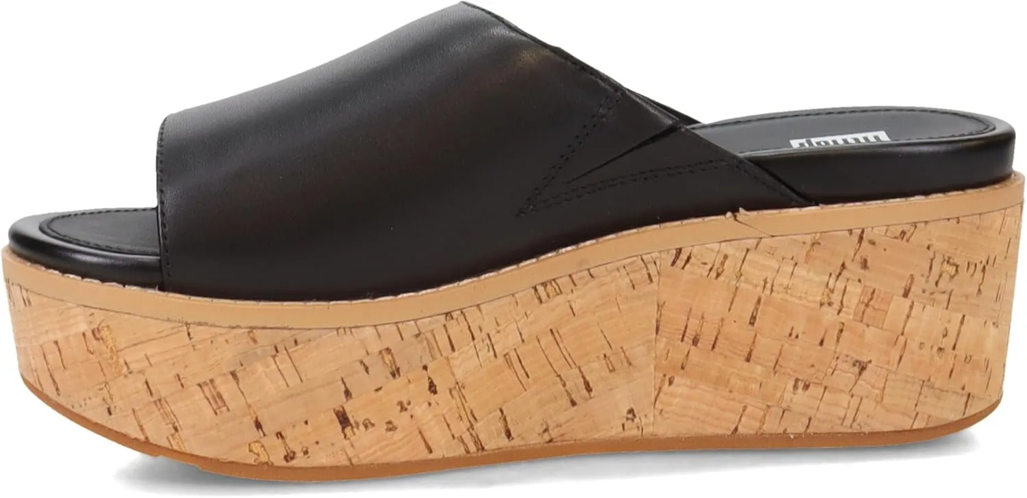 FitFlop Womens Eloise Cork-wrap Leather Wedge Slides