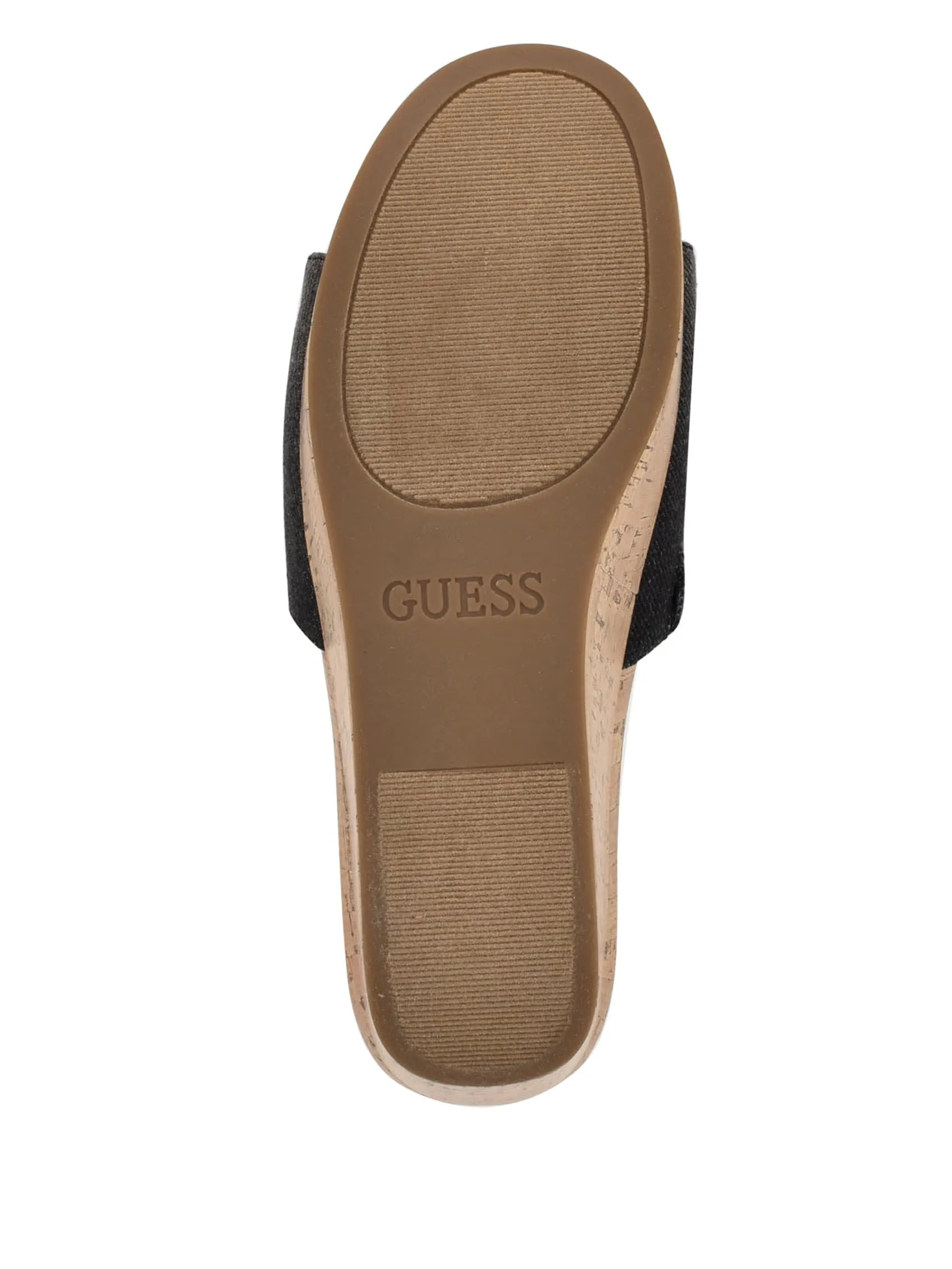 Fours Denim Cork Wedge Mules