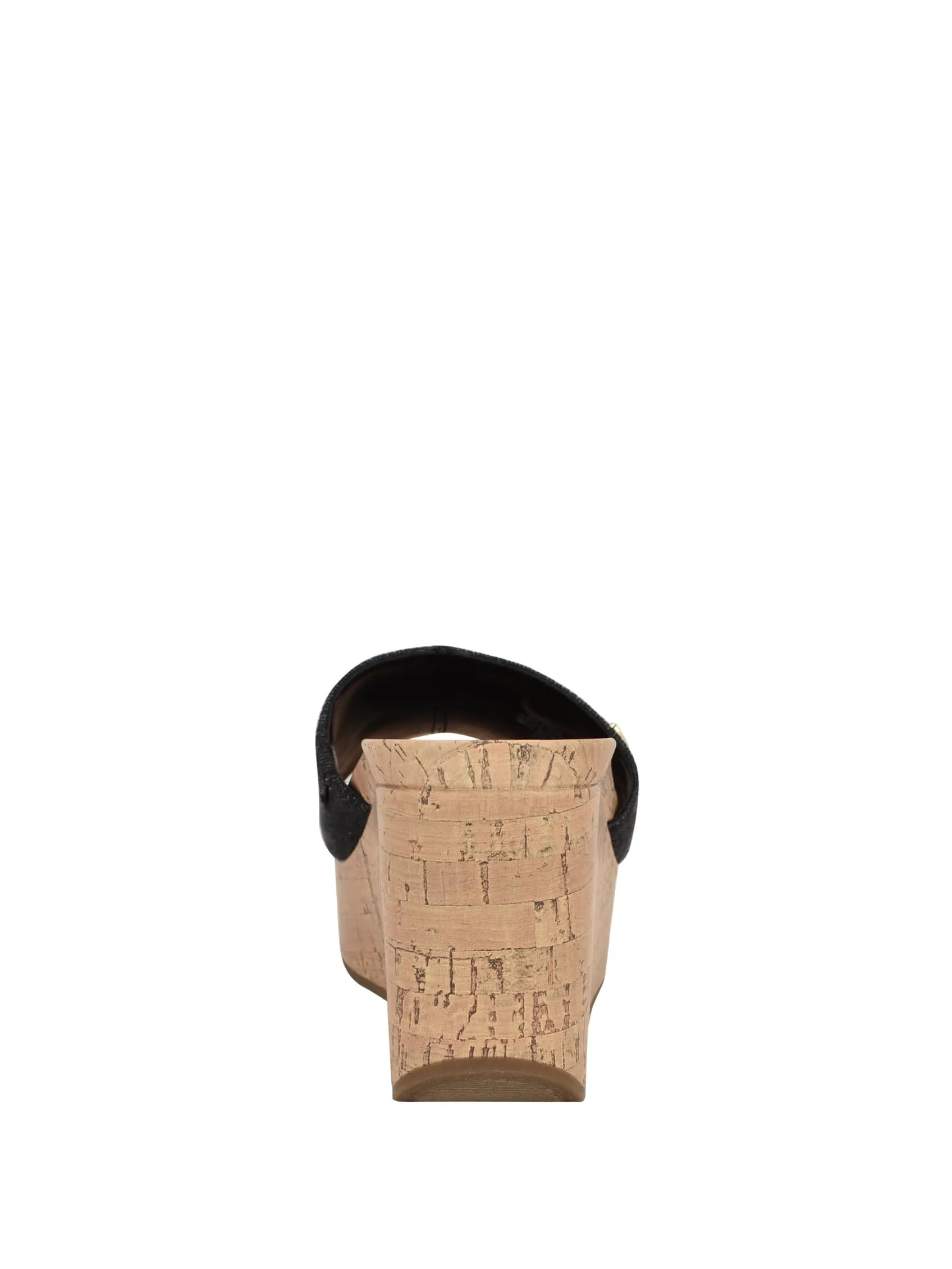 Fours Denim Cork Wedge Mules