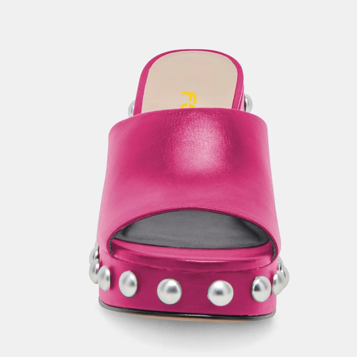 FSJ Women Classic Open Toe Wedge Heels Slide Heeled Sandals Studded Metal Rivets Slip On Mules Summer Casual Dress Shoes Size 4-16 US