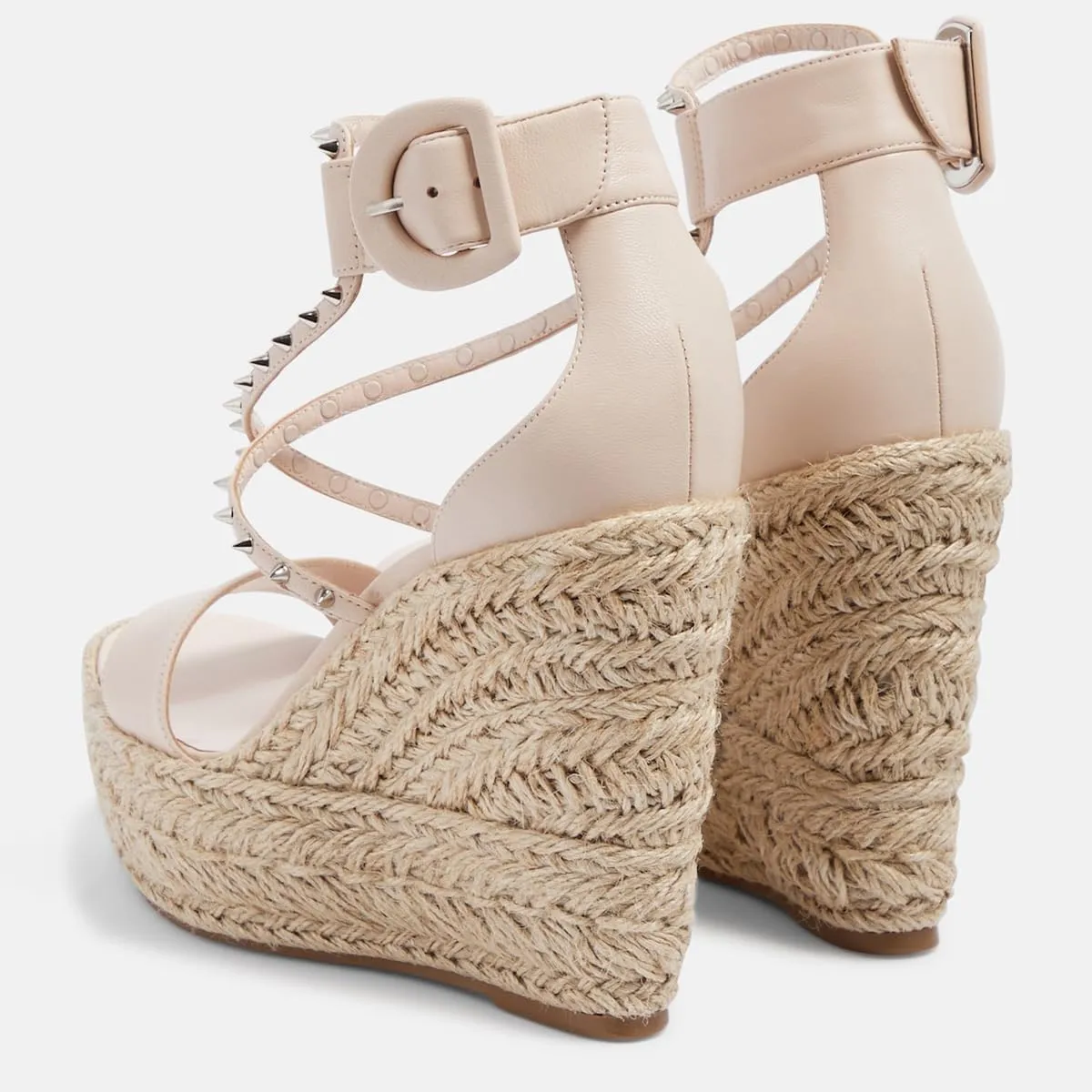 FSJ Women Open Toe Espadrilles Wedge Sandals Rivet Cross Strappy Buckle Ankle Strap Platform Sandals Casual Stylish Dressy Summer Shoes Size 4-16 US