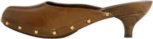 FSJ Women Retro Round Closed Toe Mules Wooden Kitten Heel Trendy Studded Slide Sandals Vintage Dressy Pumps Shoes Size 4-16 US