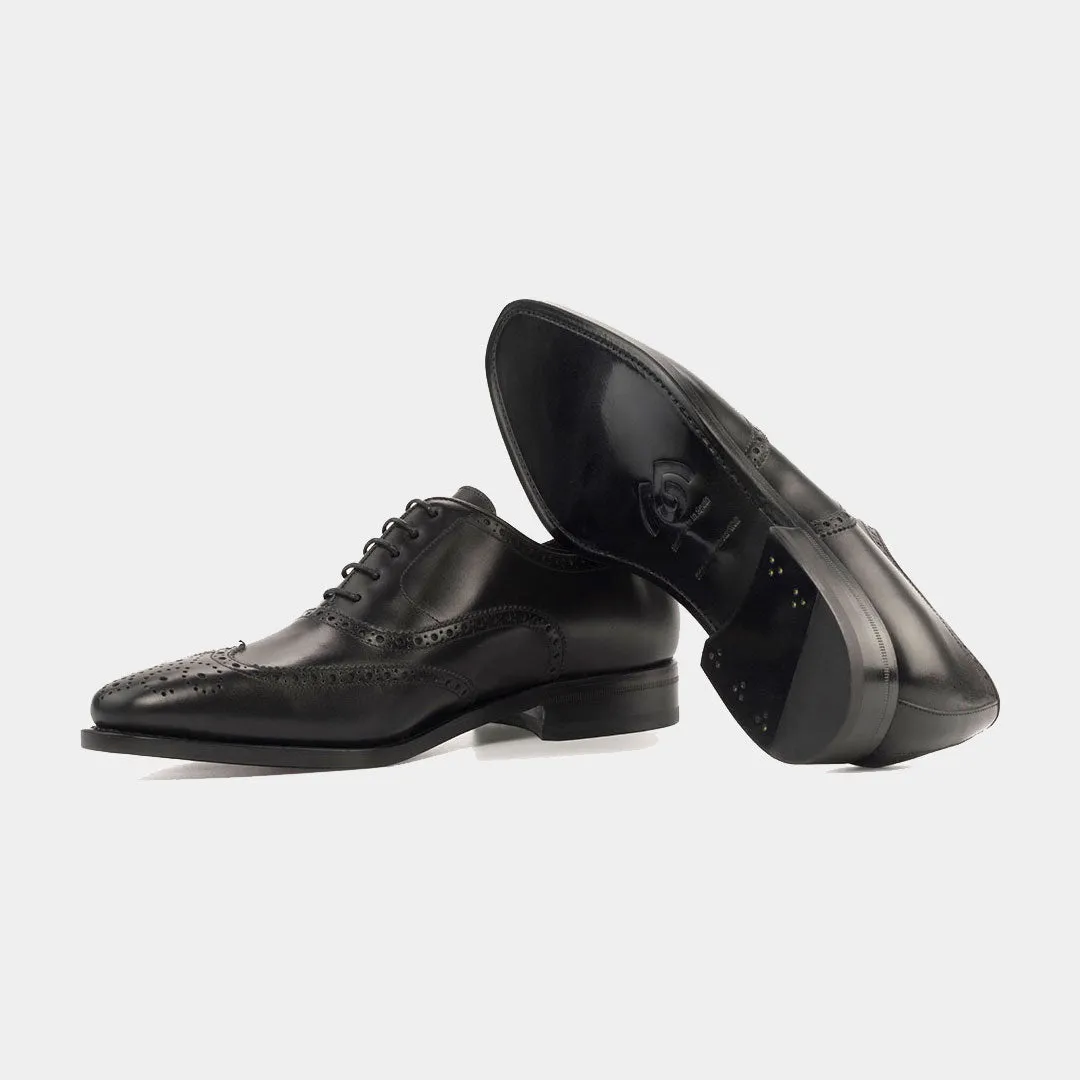 Full Brogue Box Calf Black Shoe at Lamilago