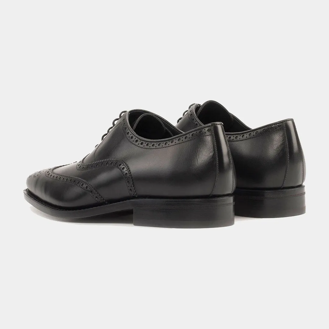 Full Brogue Box Calf Black Shoe at Lamilago