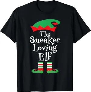 Funny The Sneaker Loving Elf Christmas Tee Family Matching T-Shirt
