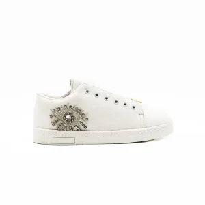 Gabriella Luxury White Canvas Handmade Embellished Tennis Shoe