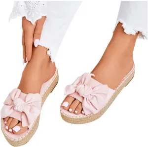 Gibobby Platform Sandals for Women Summer,Womens Bows Flip Flops Flat Sandals Anti-Slip Casual Beach Thong Slipper