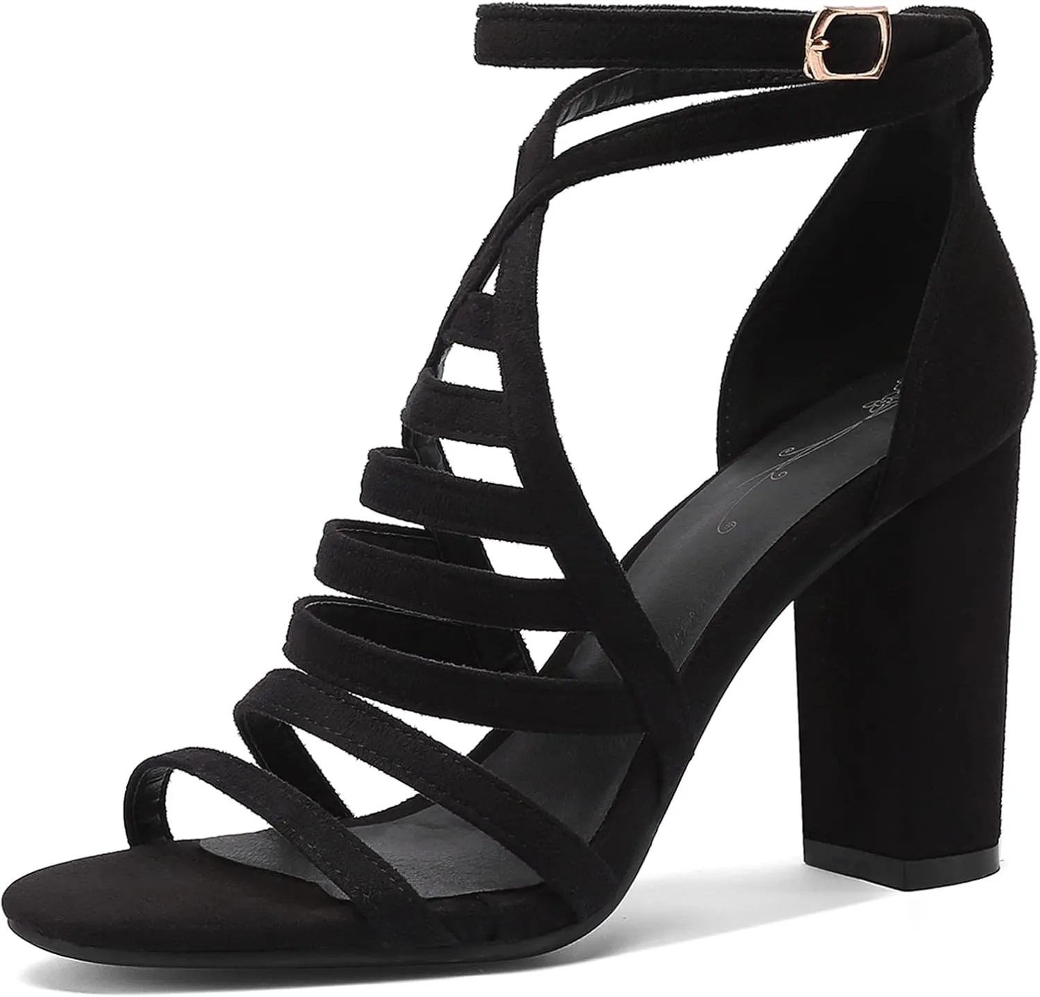 Gicoiz Women Classic Open Toe Embroidered Block Heel Sandals