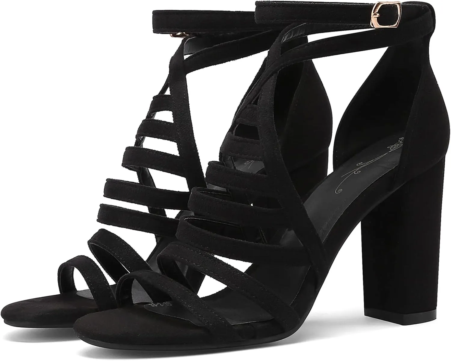 Gicoiz Women Classic Open Toe Embroidered Block Heel Sandals