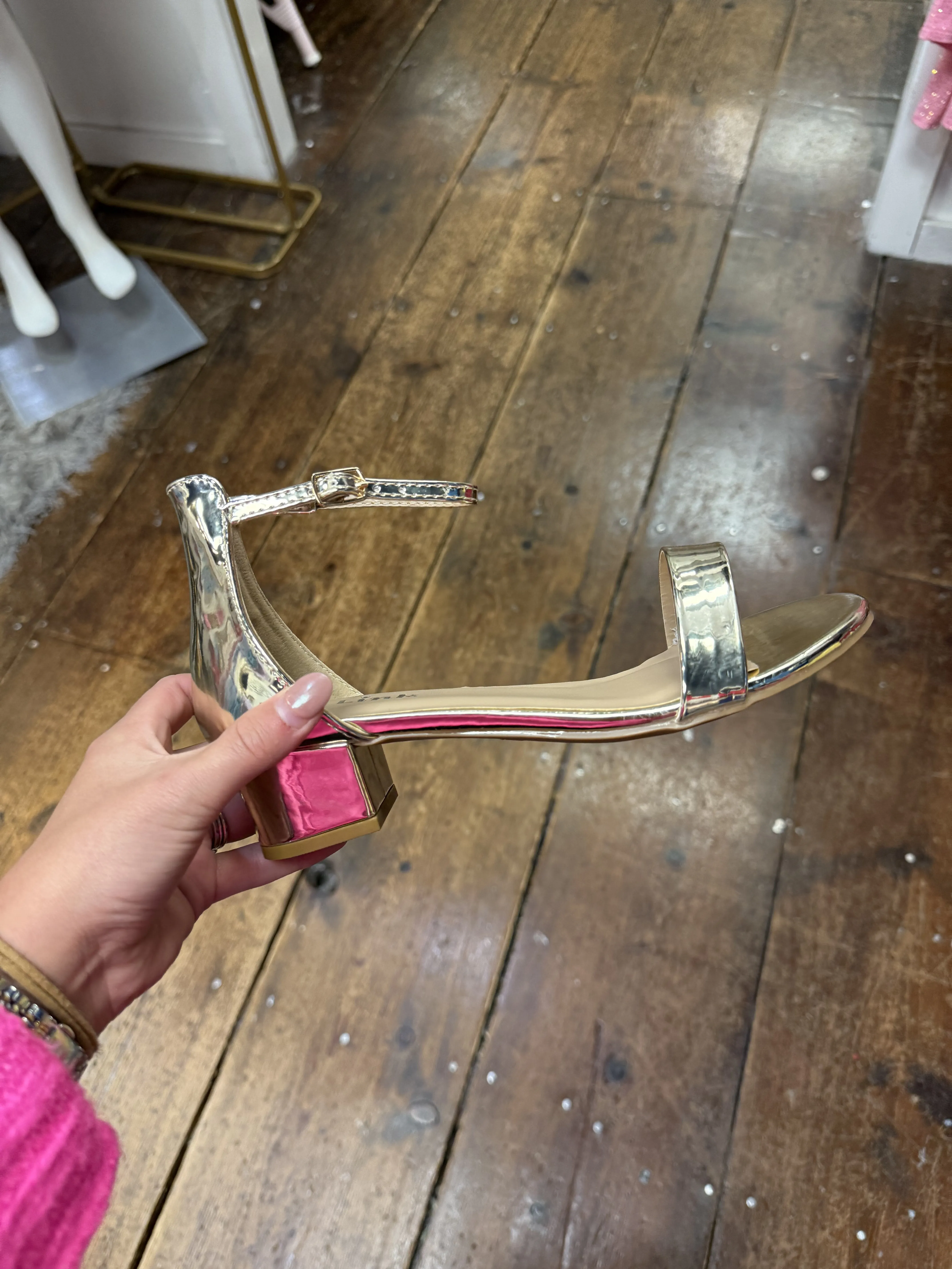 Girls Gold Low Heel