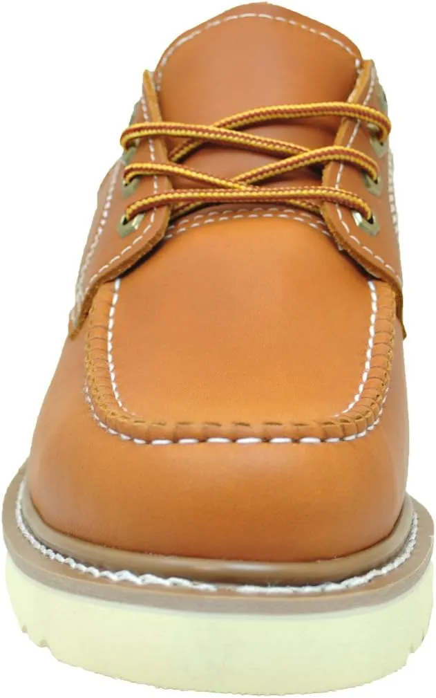 Golden Fox Work Shoe 4" Moc Toe Leather Men's Oxford for Construction & Casual