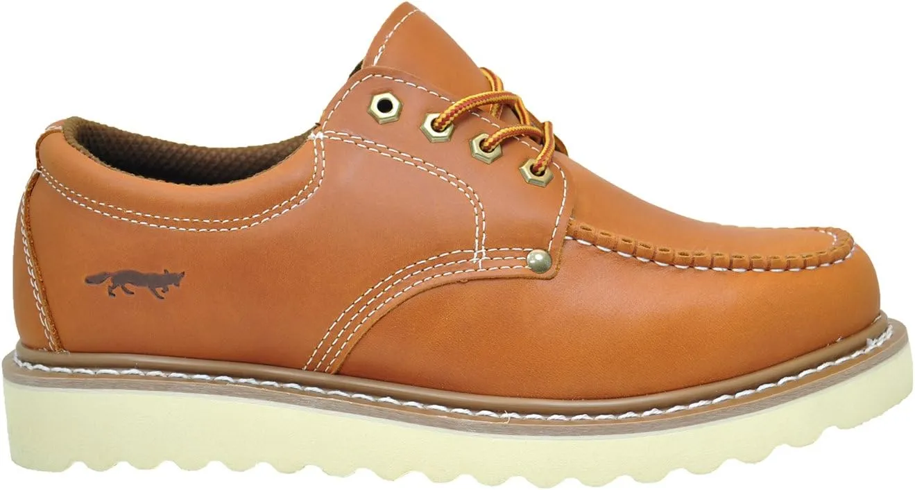 Golden Fox Work Shoe 4" Moc Toe Leather Men's Oxford for Construction & Casual