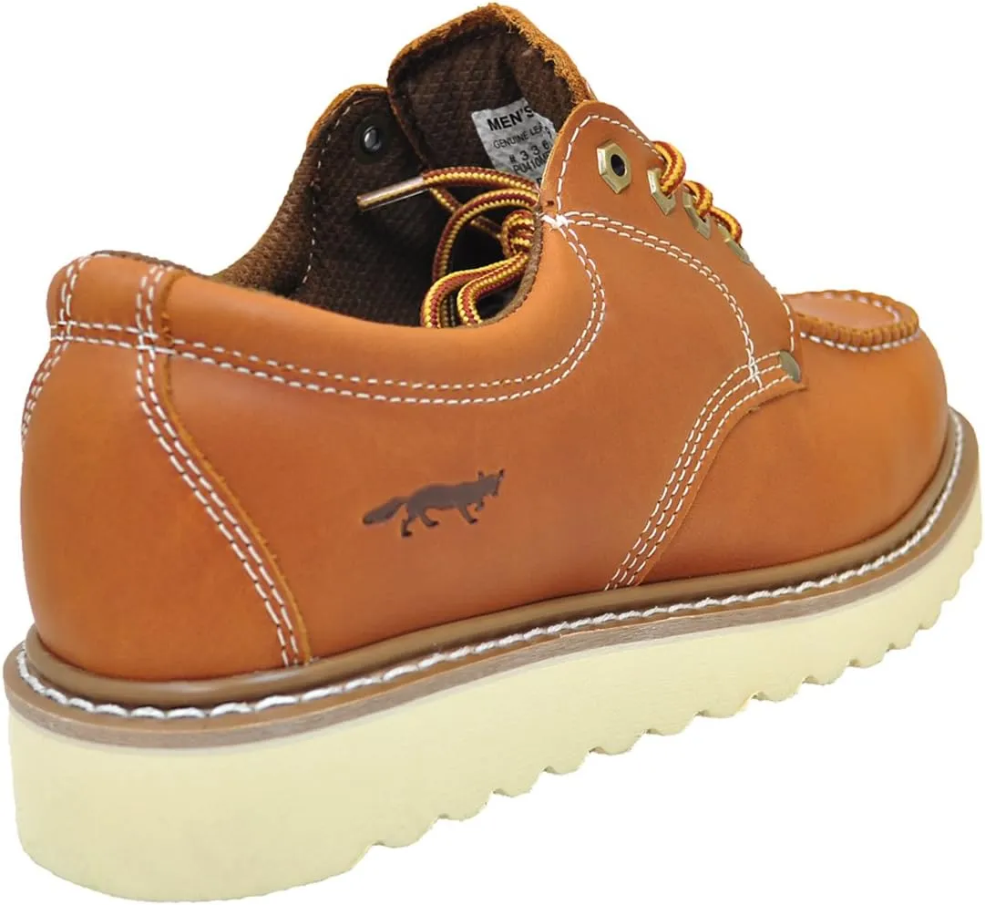 Golden Fox Work Shoe 4" Moc Toe Leather Men's Oxford for Construction & Casual