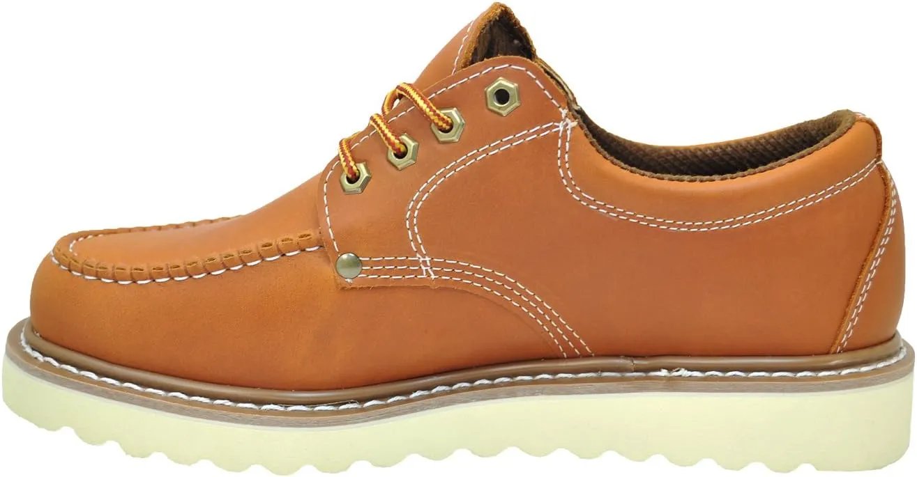 Golden Fox Work Shoe 4" Moc Toe Leather Men's Oxford for Construction & Casual