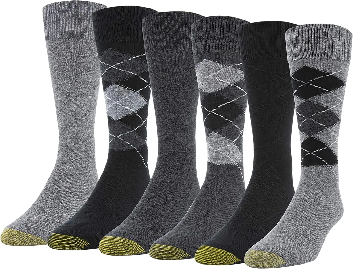 GOLDTOE Men's Campbell Argyle Crew Dress Socks, 6-Pairs