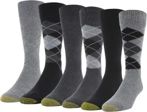 GOLDTOE Men's Campbell Argyle Crew Dress Socks, 6-Pairs