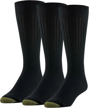 GOLDTOE Men's Classic Canterbury Crew Dress Socks, 3-Pairs