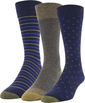 GOLDTOE mens Timeless Classics Crew Socks, 3-pairs