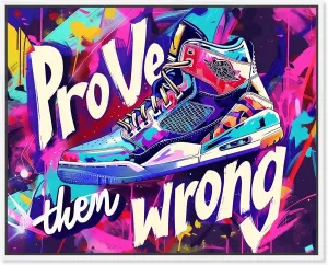 Graffiti Wall Sneaker Canvas Urban Sneaker Art, White Frame, 20" x 16"