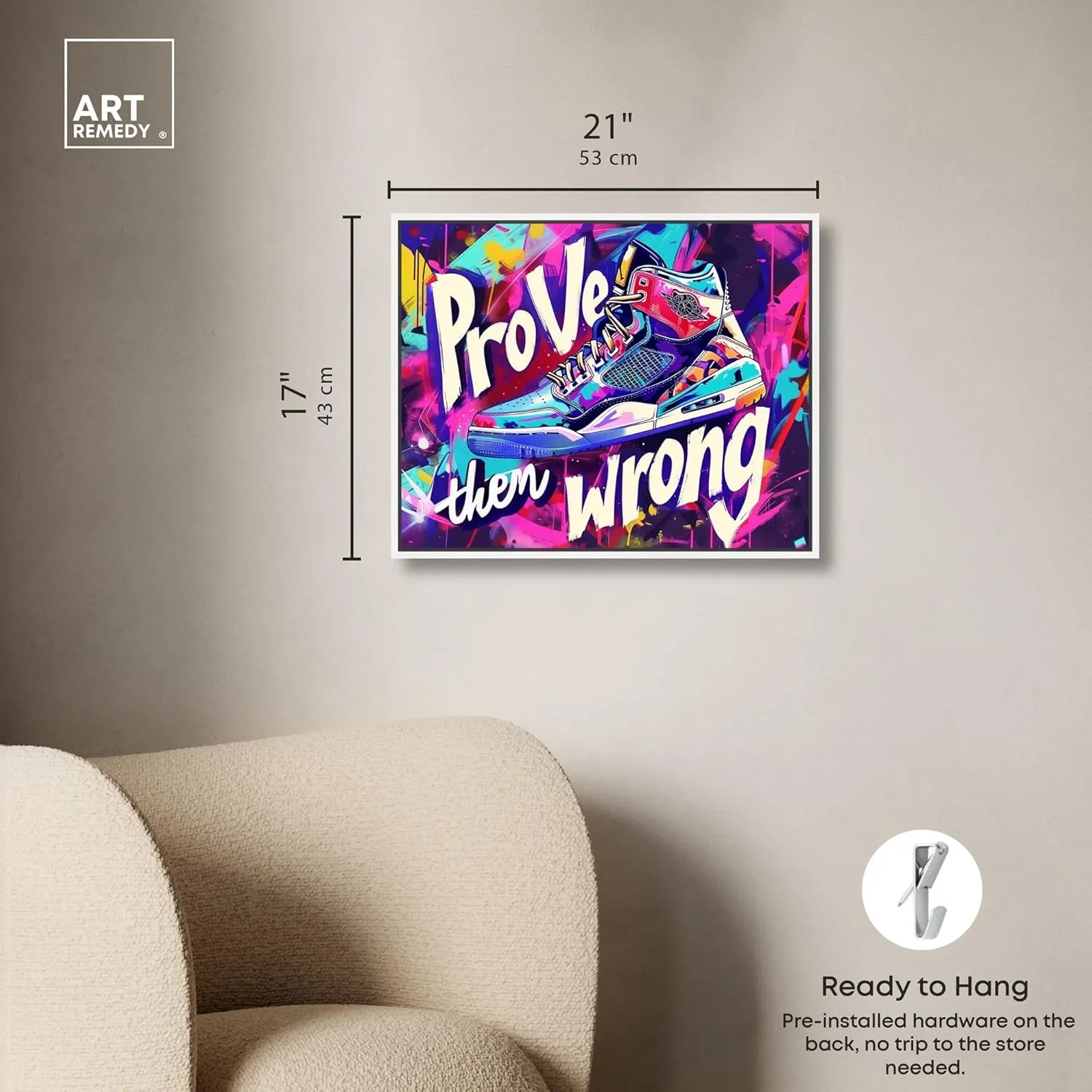 Graffiti Wall Sneaker Canvas Urban Sneaker Art, White Frame, 20" x 16"