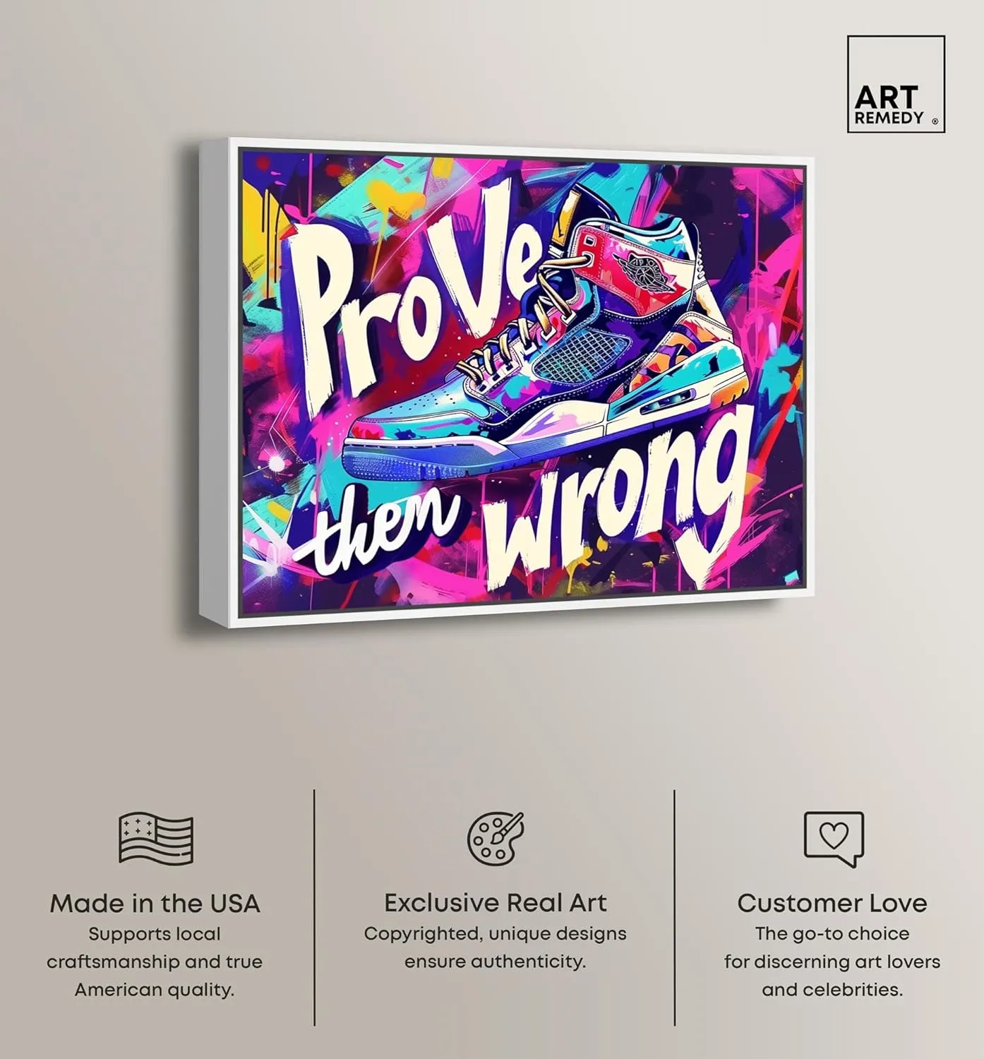 Graffiti Wall Sneaker Canvas Urban Sneaker Art, White Frame, 20" x 16"