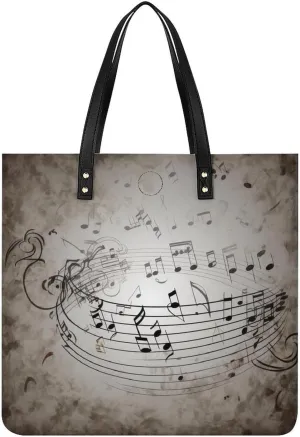 Grocery Bags Music Note Wall Bag for Women Lightweight Beach Bag Shoulder Bags for Travel Shopping Work Handbag