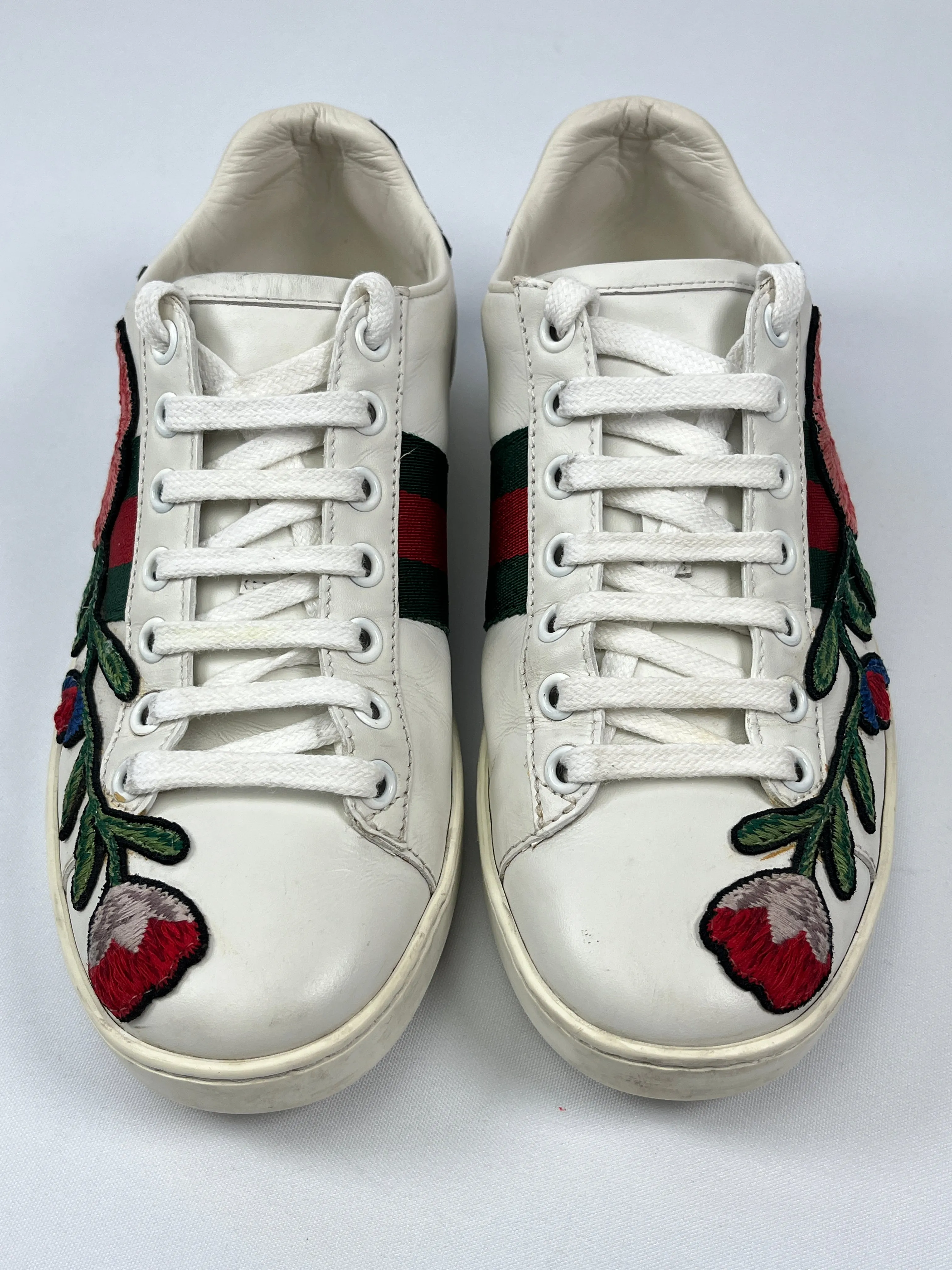 GUCCI - ACE FLORAL EMBROIDERED SNEAKER - SZ 34.5