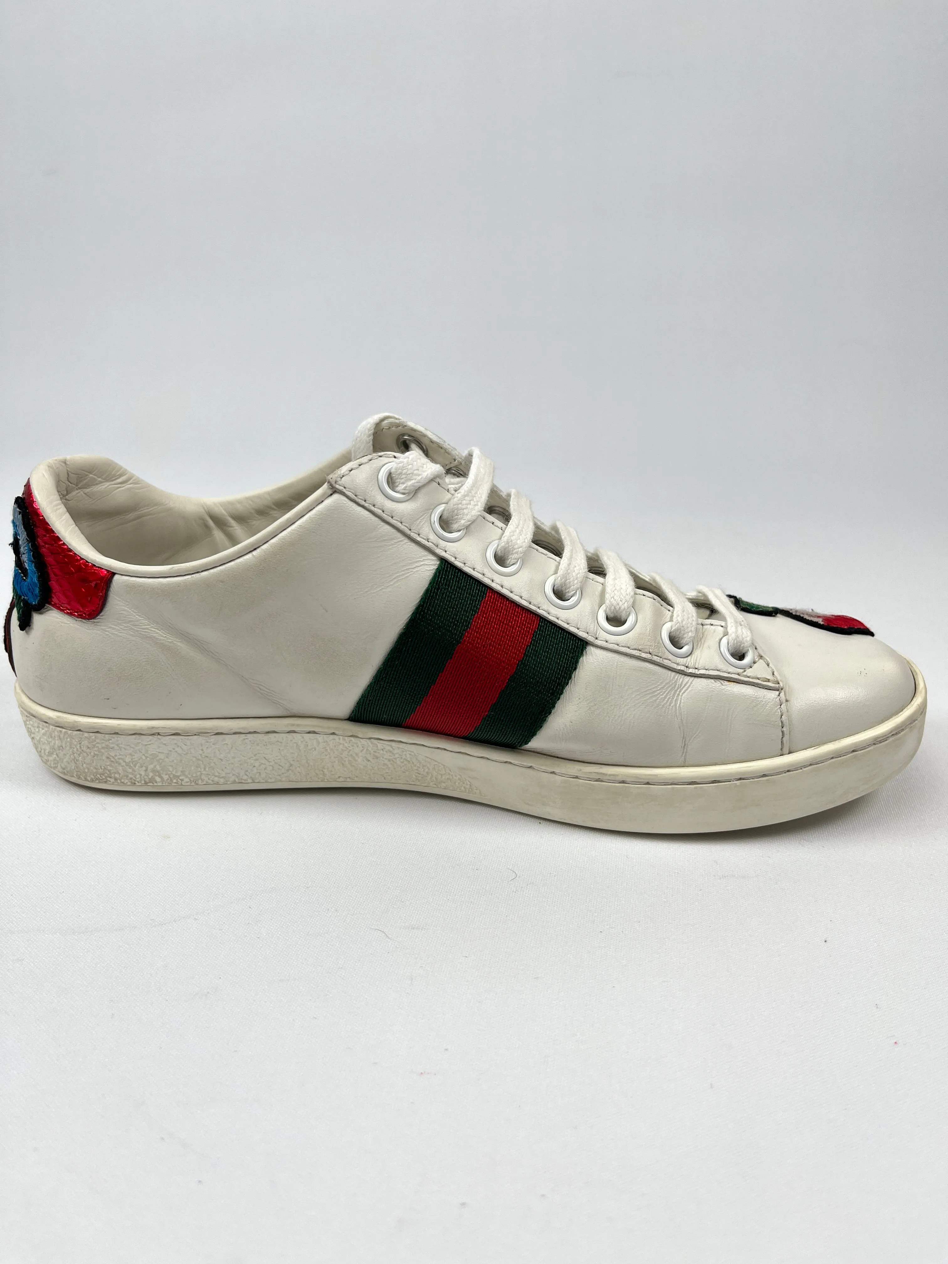 GUCCI - ACE FLORAL EMBROIDERED SNEAKER - SZ 34.5