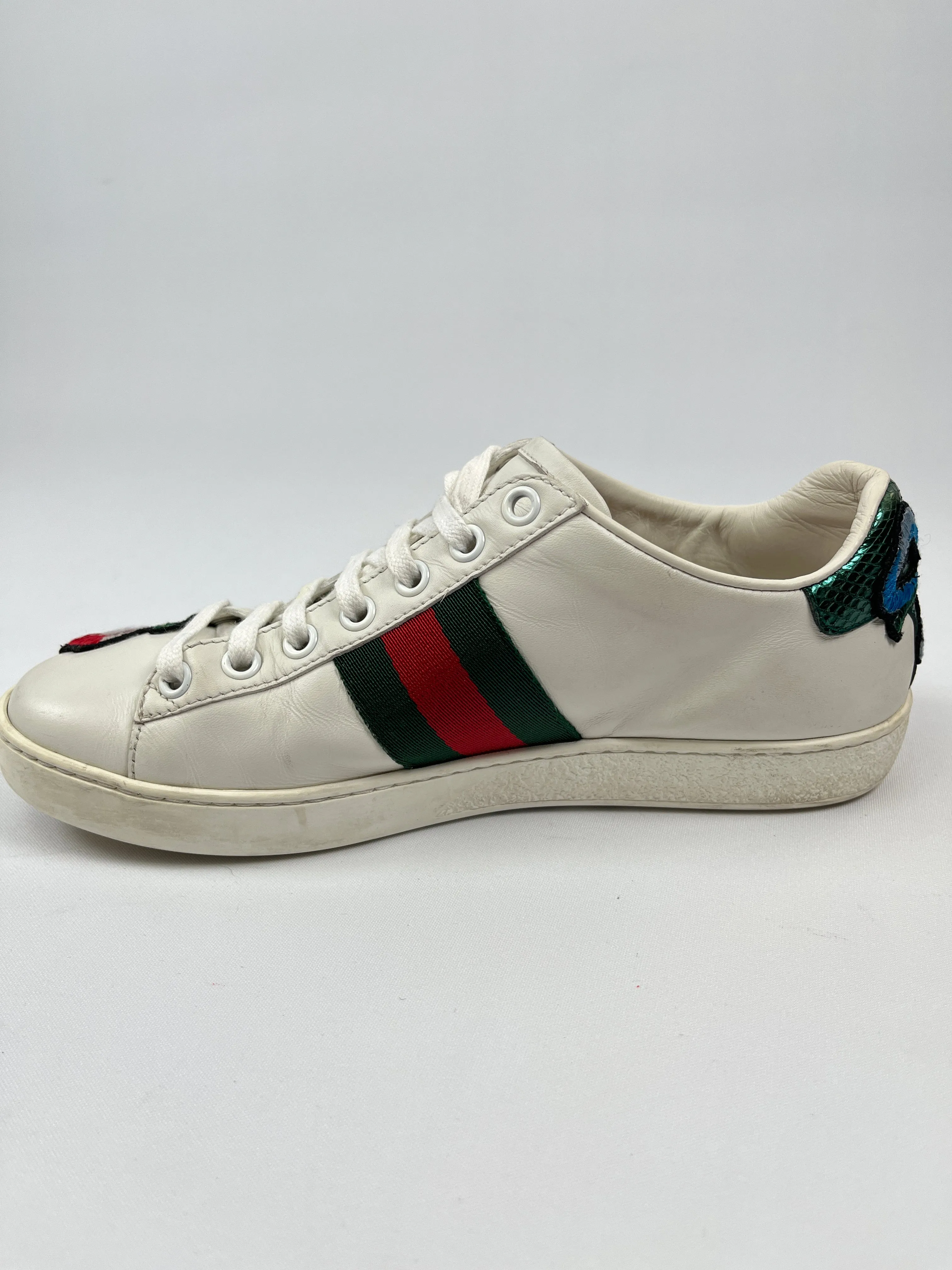 GUCCI - ACE FLORAL EMBROIDERED SNEAKER - SZ 34.5