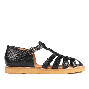 Hand-braided strap sandal with buckle