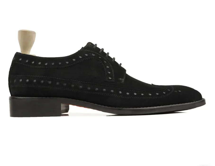 Handmade Black Suede Oxford Dress Shoes for Men